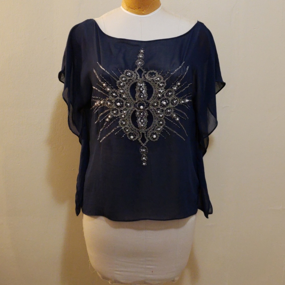 Boatneck sheer blouse